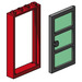 LEGO 1x4x6 Red Door and Frames, Transparent Green Panes Set B003