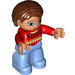 LEGO Adult mit Brown Haar, rot Jumper, Azure Beine Duplo Abbildung