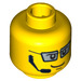 LEGO Agent Minifigure Head with Headset and Glasses (Safety Stud) (3626 / 63196)