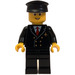 LEGO Airplane Pilot with Black Jacket, Red Tie, Black Legs, Glasses, and Black Hat Minifigure