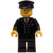 LEGO Fly Pilot med Svart Jakke, Rød Tie, Svart Ben, Briller, og Svart Hatt Minifigur