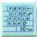 LEGO Aqua Tile 2 x 2 with Keyboard (Right Part) Sticker with Groove (3068)