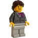 LEGO Bank Teller avec Magenta Écharpe et Queue de cheval Minifigurine aux sourcils bruns