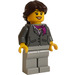 LEGO Bank Teller met Magenta Sjaal Minifiguur met zwarte wenkbrauwen