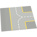LEGO Baseplate 32 x 32 with Road with 9-Stud T Intersection with Yellow Lines and Central Divider