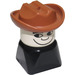 LEGO Black 2x2 Duplo Base Figure - Fabuland Brown Cowboy hat and White head Duplo Figure