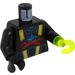 LEGO Black Aquazone Torso with Red X and Blue Shark and Yellow Straps with Black Arms and Black Right Hand and Left Transparant Neon Green Hook (973 / 74331)