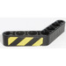 LEGO Black Beam Bent 53 Degrees, 4 and 4 Holes with Black and Yellow Danger Stripes (Right) Sticker (32348)