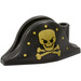 LEGO Black Bicorne Pirate Hat with Gold Skull and Crossbones (2528 / 10875)