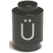 LEGO Black Brick 1 x 1 Round with Letter &#039;Ü&#039; with Open Stud (3062)