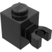 LEGO Black Brick 1 x 1 with Vertical Clip (&#039;U&#039; Clip, Solid Stud) (30241 / 60475)