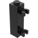 LEGO Negro Ladrillo 1 x 1 x 3 con Vertical Clips (Espiga sólida) (60583)