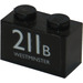 LEGO Noir Brique 1 x 2 avec 211B Westminster Autocollant avec tube inférieur (3004)