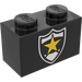 LEGO Noir Brique 1 x 2 avec Badge avec tube inférieur (3004)