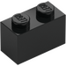 LEGO Black Brick 1 x 2 with Bottom Tube (3004 / 93792)