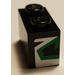 LEGO Black Brick 1 x 2 with Green and White Arrow (Right) Sticker with Bottom Tube (3004)