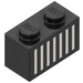 LEGO Black Brick 1 x 2 with White Grille with Bottom Tube (3004)