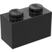 LEGO Black Brick 1 x 2 without Bottom Tube (3065 / 35743)