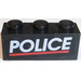 LEGO Black Brick 1 x 3 with &quot;POLICE&quot; and Red Stripe Sticker (3622)