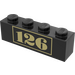 LEGO Black Brick 1 x 4 with &quot;126&quot; (3010)