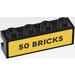 LEGO Black Brick 1 x 4 with Groove with ‘50 BRICKS’ Sticker (2653)