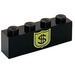 LEGO Black Brick 1 x 4 with &#039;$&#039; in Yellow Shield (3010)