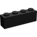 LEGO Schwarz Backstein 1 x 4 mit Legoland-Logo Schwarz (3010)
