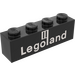 LEGO Black Brick 1 x 4 with Legoland-Logo White (3010)