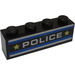 LEGO Black Brick 1 x 4 with &#039;POLICE&#039;, Blue and White Stripes and 2 Yellow Stars Sticker (3010)