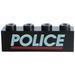 LEGO Black Brick 1 x 4 with White POLICE and Red Line Pattern (3010 / 83046)