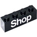 LEGO Black Brick 1 x 4 with White &#039;Shop&#039; (3010)