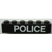 LEGO Black Brick 1 x 6 with &#039;POLICE&#039; on Black Background Sticker (3009)