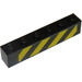 LEGO Black Brick 1 x 6 with Yellow and Black Danger Stripes Sticker (3009)