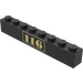 LEGO Black Brick 1 x 8 with &#039;116&#039; (3008)