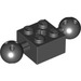 LEGO Noir Brique 2 x 2 avec Deux Balle Joints avec trous dans la boule et le trou d&#039;essieu (17114)