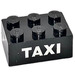 LEGO Noir Brique 2 x 3 avec blanc &#039;TAXI&#039; dans Sans-Serif Font (Plus tôt, sans supports croisés) (3002)
