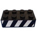 LEGO Black Brick 2 x 4 with Black and White Danger Stripes Right Sticker (3001)