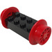 LEGO Black Brick 2 x 4 with Spoked Red Train Wheels and Red Pin (23mm) (4180)