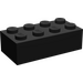 LEGO Black Brick 2 x 4 without Cross Supports with Frosted Horizontal Line