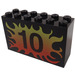 LEGO Black Brick 2 x 6 x 3 with Number 10 Surrounded by Flames (6213)