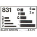 LEGO Black Bricks Parts Pack 831