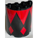 LEGO Noir Cylindre 2 x 4 x 4 Demi avec Noir et rouge diamant Modèle Autocollant (6218)