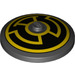 LEGO Black Dish 4 x 4 with Yellow Sinestro Logo (Solid Stud) (3960 / 19713)