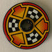 LEGO Zwart Disk 3 x 3 met Checkered Flags en Arrows aan Rood Sticker (2723)