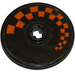 LEGO Black Disk 3 x 3 with Orange Checkered (Left) Sticker (2723)