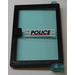 LEGO Black Door 1 x 4 x 5 Right with Transparent Light Blue Glass with &#039;POLICE&#039; with Red Line Sticker