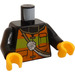 LEGO Černá Hasič&#039;s Trup s oranžová a Žlutá Bezpečnostní vesta (973 / 76382)