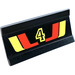 LEGO Black Hinge 6 x 3 with Number 4 and Red and Yellow Stripes (2440)