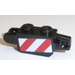 LEGO Black Hinge Brick 1 x 2 Vertical Locking Double with red and white danger stripes Sticker (30386)