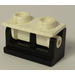 LEGO Black Hinge Brick 1 x 2 with White Top Plate (3937 / 3938)